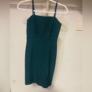 Adorable Emerald Green Pinstripe Dress